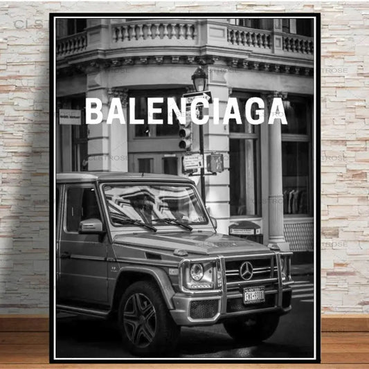 Modern Black Car Canvas Painting Nordic Street Luxury Car Poster Wall Art Black and White Pictures Home Decoration Living Room