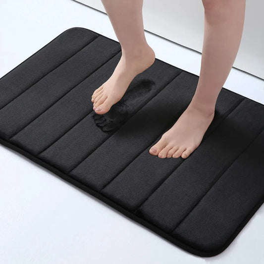 Homaxy Absorbent Bathroom Bath Mat Non-Slip Shower Rug Soft Memory Foam Kitchen Floor Carpet Coral Velvet Pad Home Decoration