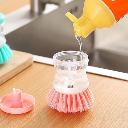 Kitchen Wash Pot Dish Brush Liquid Soap Dispenser Handheld Cleaning Brushes Scrubber Household Cleaning Accessories Tool