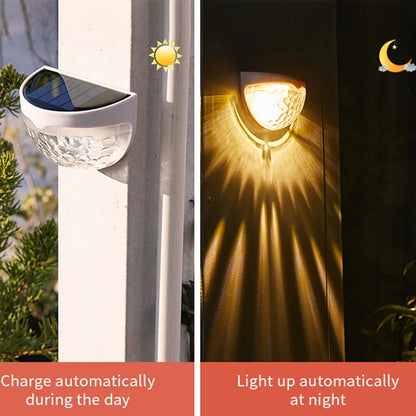 2/1Pcs 6 LED Solar Powered Wall Lamp Outdoor Waterproof Semi-circular Wall Light Shell Light Garden Courtyard Decorative Lamp