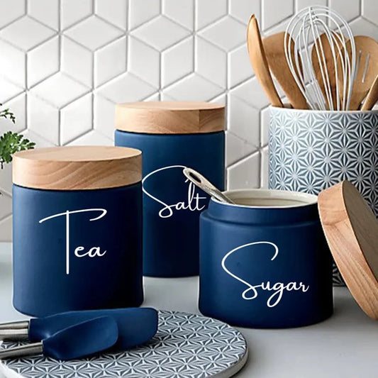 Decal Only 8Pcs Kitchen Organization Canister Jar Labels Sticker Decal Tea Coffee Sugar Baking Salt Rice Reaturant Vinyl Decor